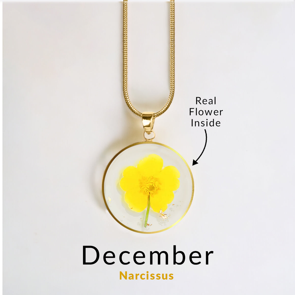 Mint & Lily Pressed Birth Flower Necklace