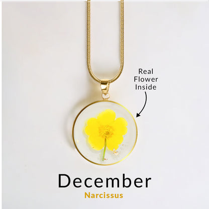 Mint & Lily Pressed Birth Flower Necklace