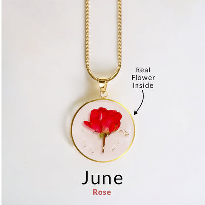 Mint & Lily Pressed Birth Flower Necklace