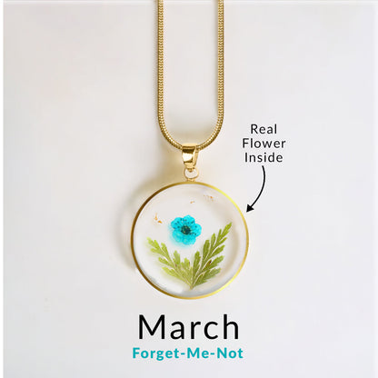 Mint & Lily Pressed Birth Flower Necklace