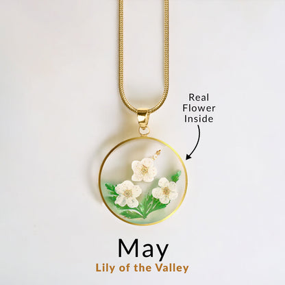 Mint & Lily Pressed Birth Flower Necklace