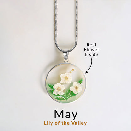 Mint & Lily Pressed Birth Flower Necklace
