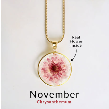 Mint & Lily Pressed Birth Flower Necklace