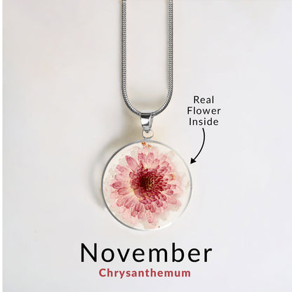 Mint & Lily Pressed Birth Flower Necklace