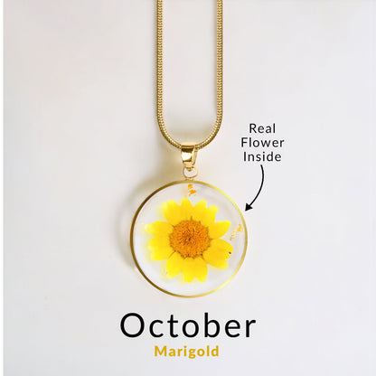 Mint & Lily Pressed Birth Flower Necklace