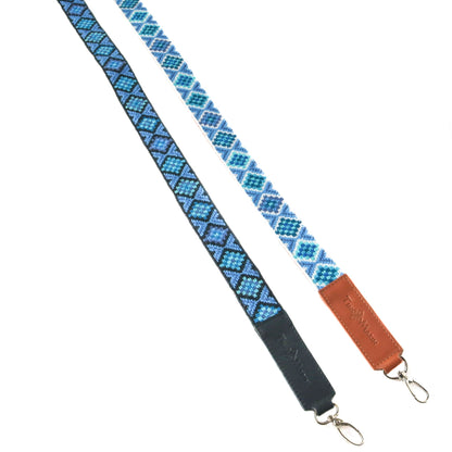 Mai Woven Bag Strap - Blue with Leather