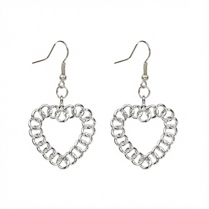 Silvertone Figaro Open Heart Drop Earrings