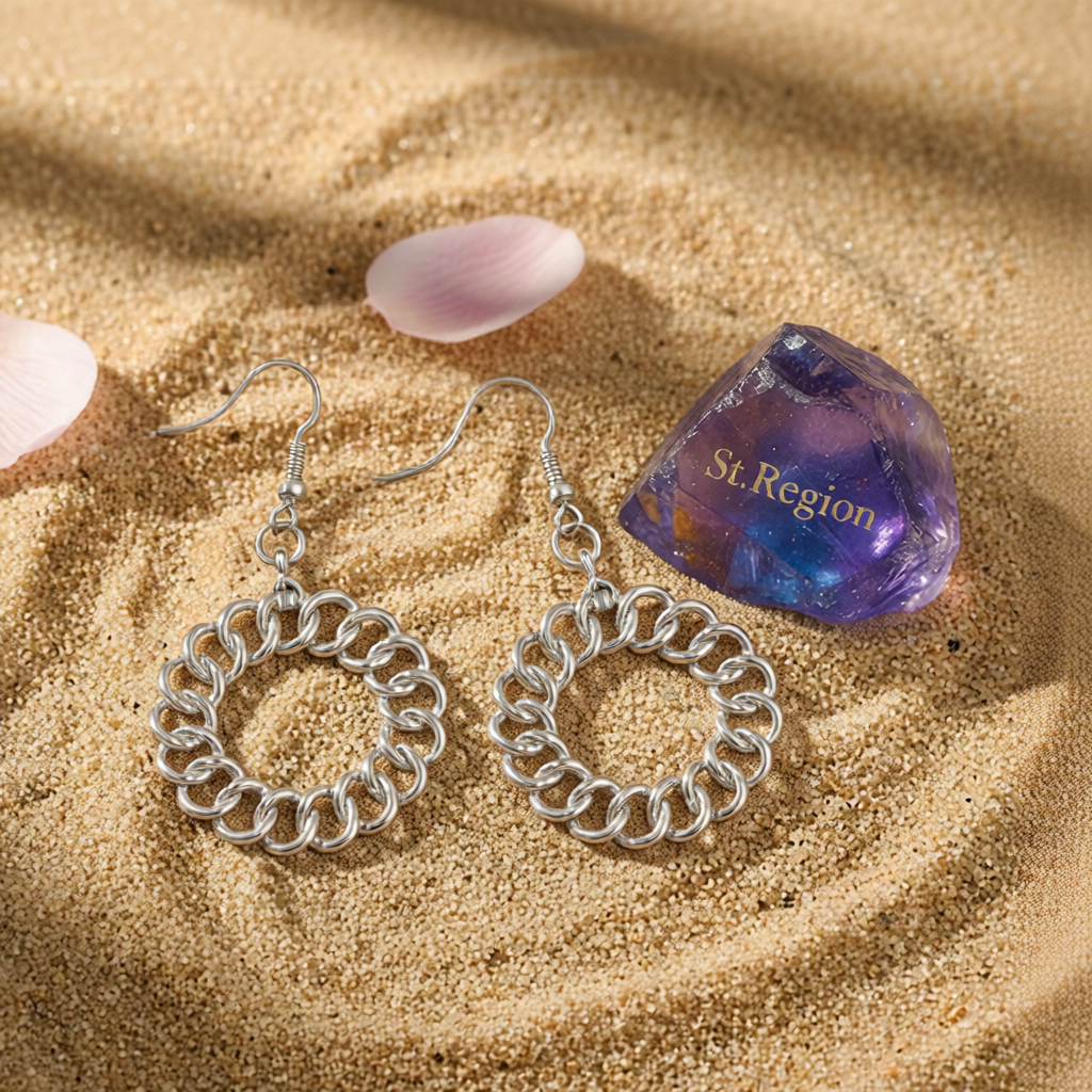 Silvertone Open Figaro Round Drop Earrings
