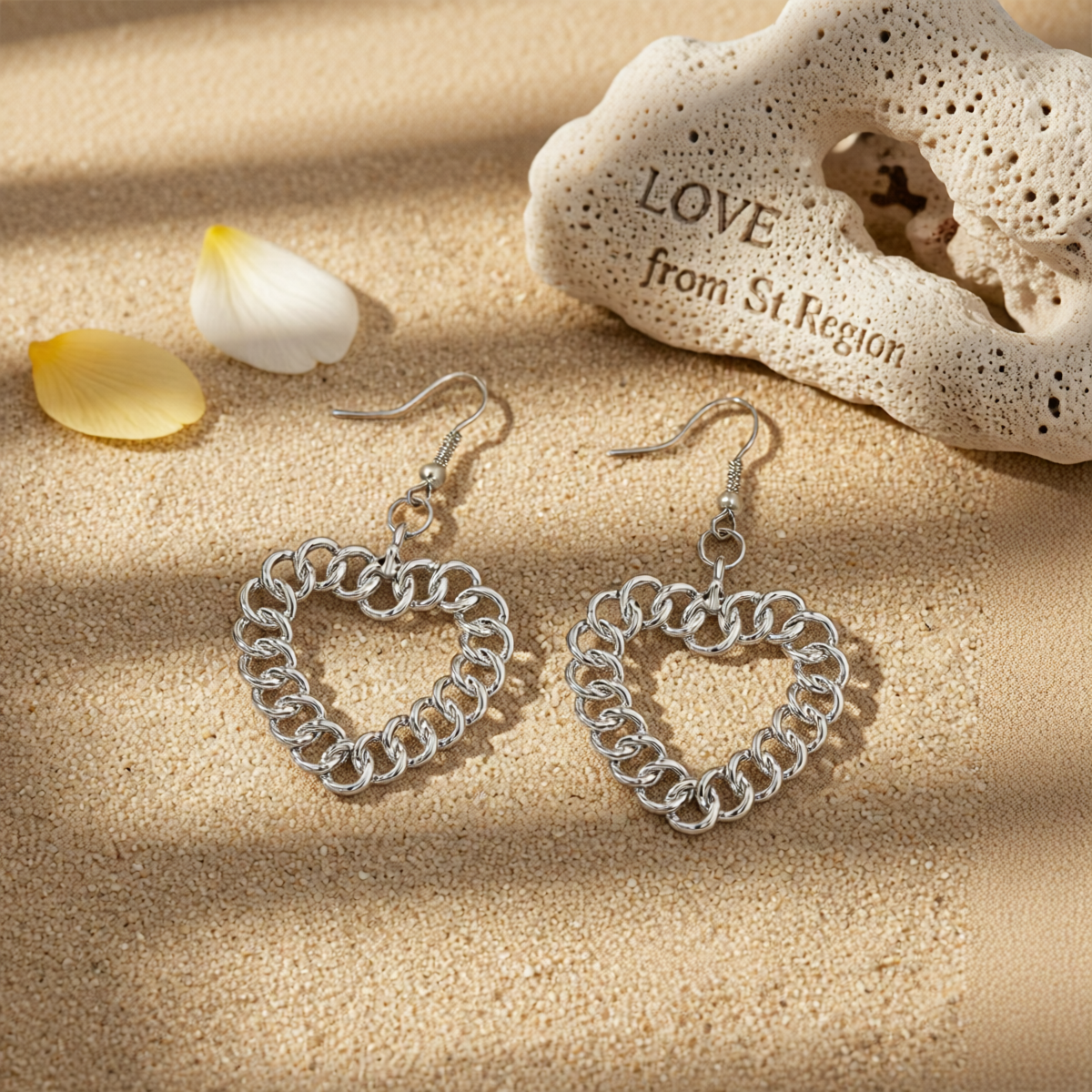 Silvertone Figaro Open Heart Drop Earrings