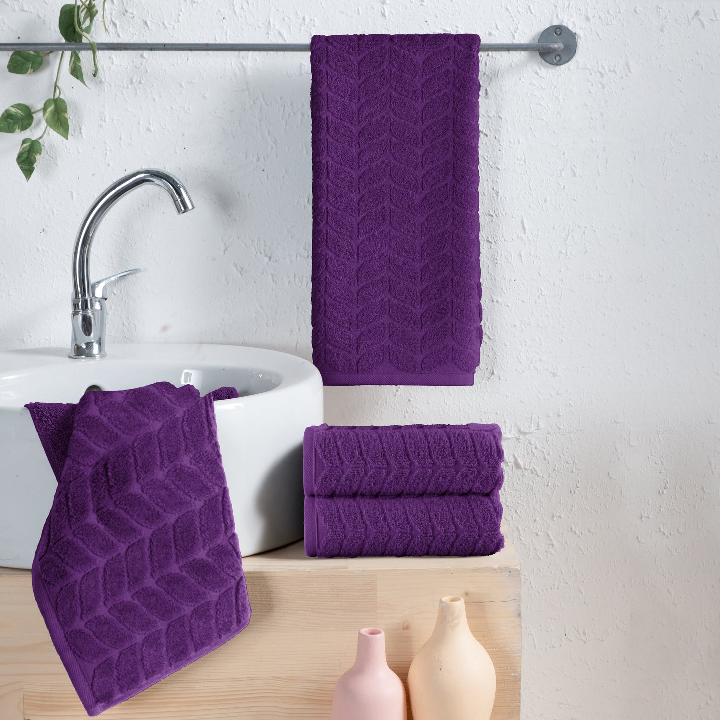 Elegant Comfort 4-Pack Premium Turkish Cotton Braided Hand Towel Set, 16 x 28 inch