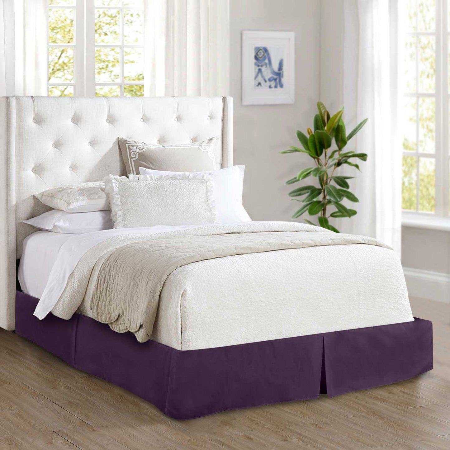 Mocassi 1-Piece Solid Bed Skirt, Quality Design and Expertly Tailored, Luxury 1500 Series Wrinkle & Fade Resistant