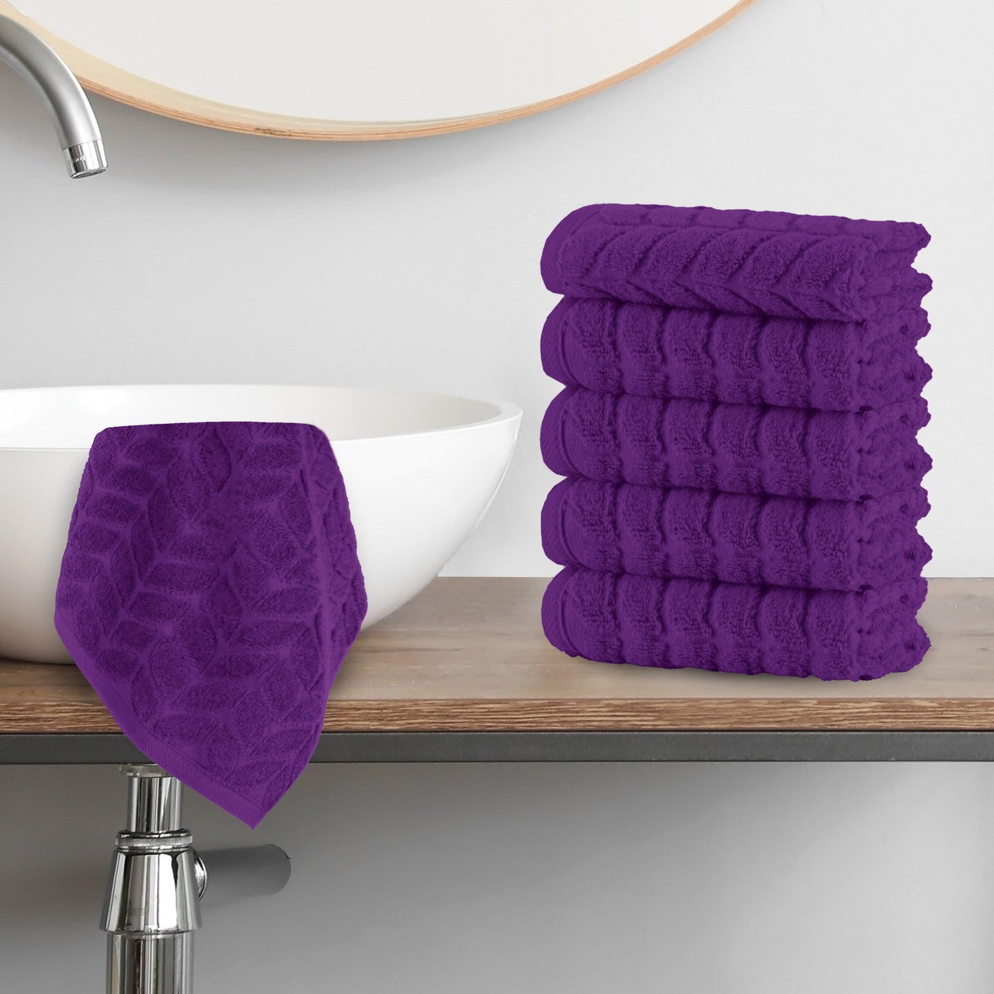 Elegant Comfort 6-Pack Premium Turkish Cotton Braided Washcloths Set, 13 x 13 inch