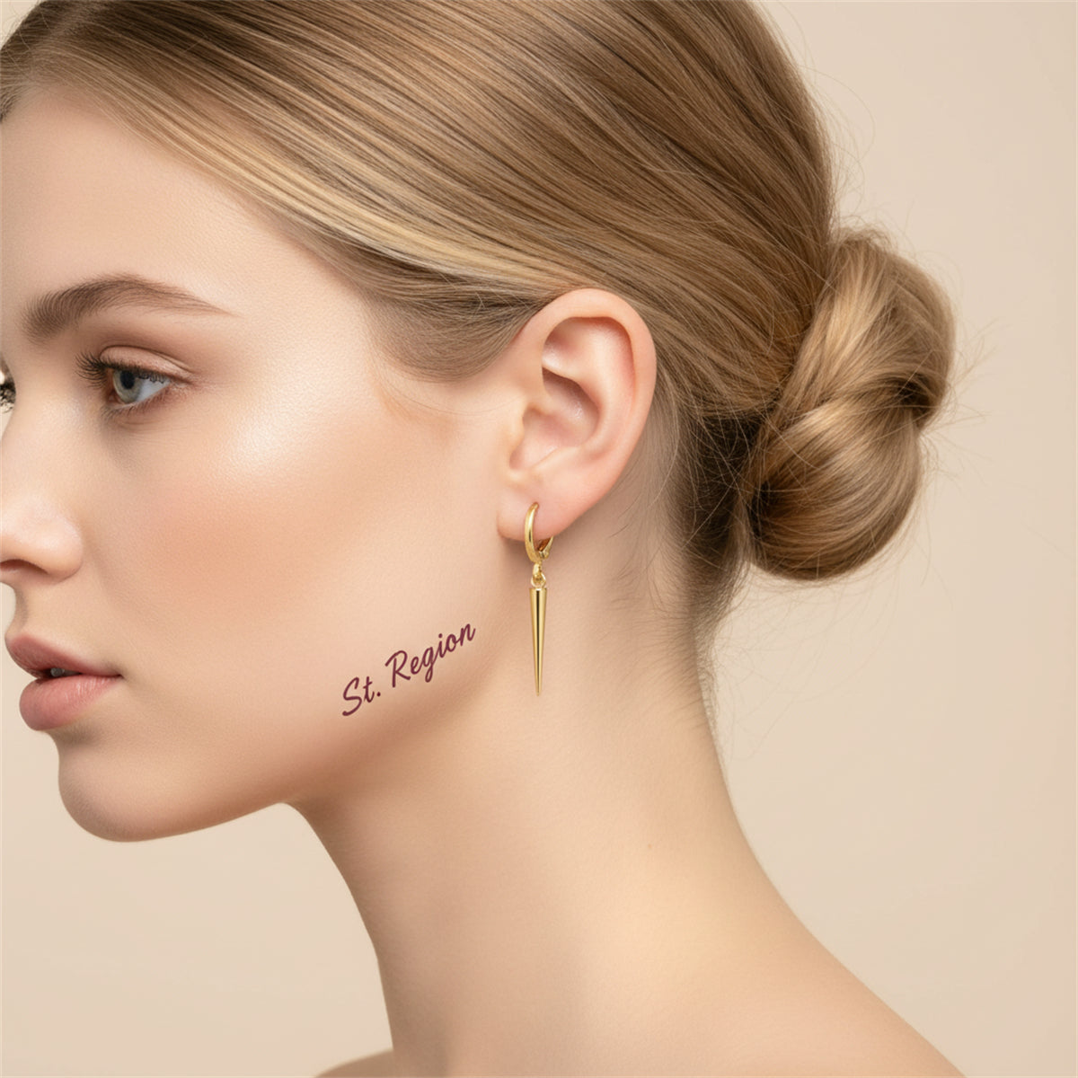 Goldtone Awl Huggie Earrings