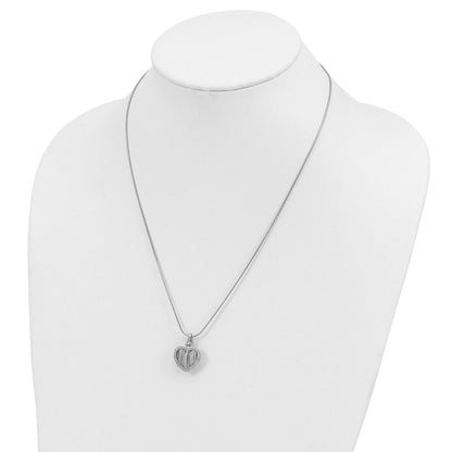 Cubic Zirconia Heart Necklace Silver