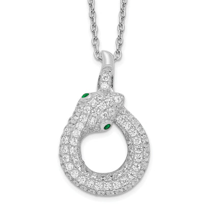 Cubic Zirconia Silver Snake Necklace