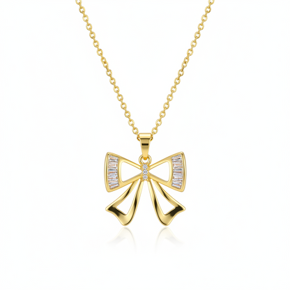 Crystal & Cubic Zirconia Goldtone Bow Pendant Necklace