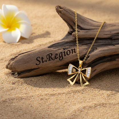 Crystal & Cubic Zirconia Goldtone Bow Pendant Necklace