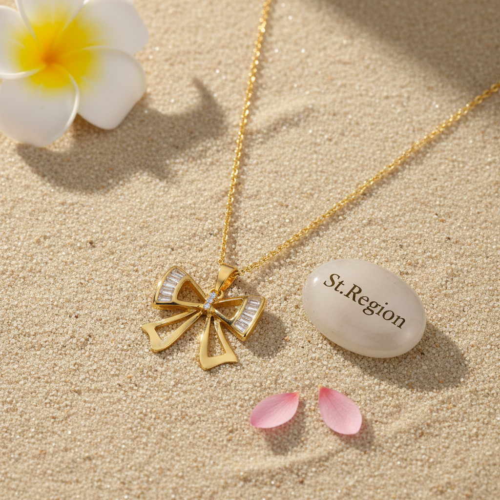 Crystal & Cubic Zirconia Goldtone Bow Pendant Necklace