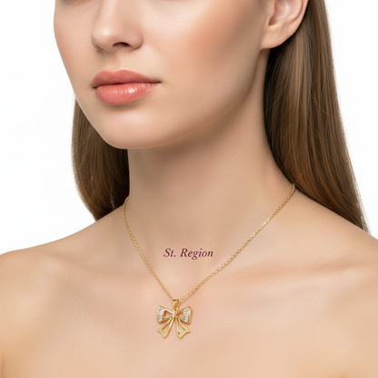Crystal & Cubic Zirconia Goldtone Bow Pendant Necklace