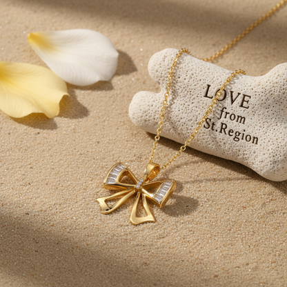 Crystal & Cubic Zirconia Goldtone Bow Pendant Necklace