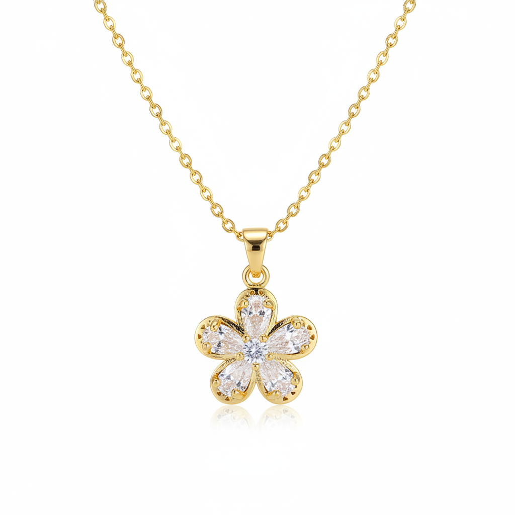 Crystal & Cubic Zirconia Floral Pendant Necklace