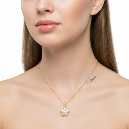 Crystal & Cubic Zirconia Floral Pendant Necklace