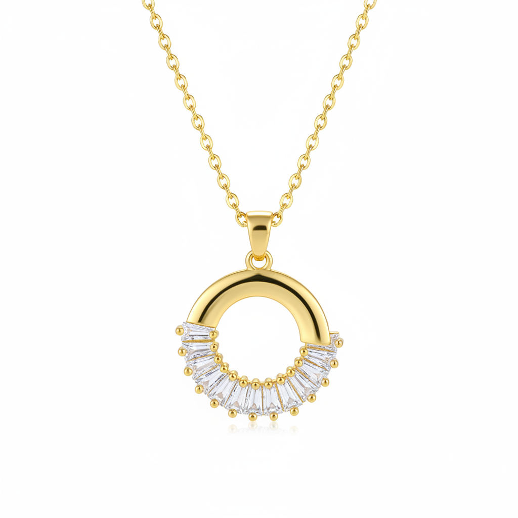 Crystal & Goldtone Circle Pendant Necklace