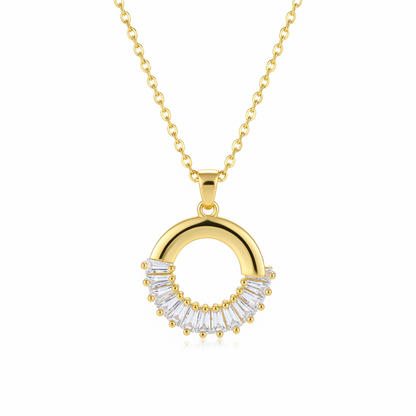 Crystal & Goldtone Circle Pendant Necklace