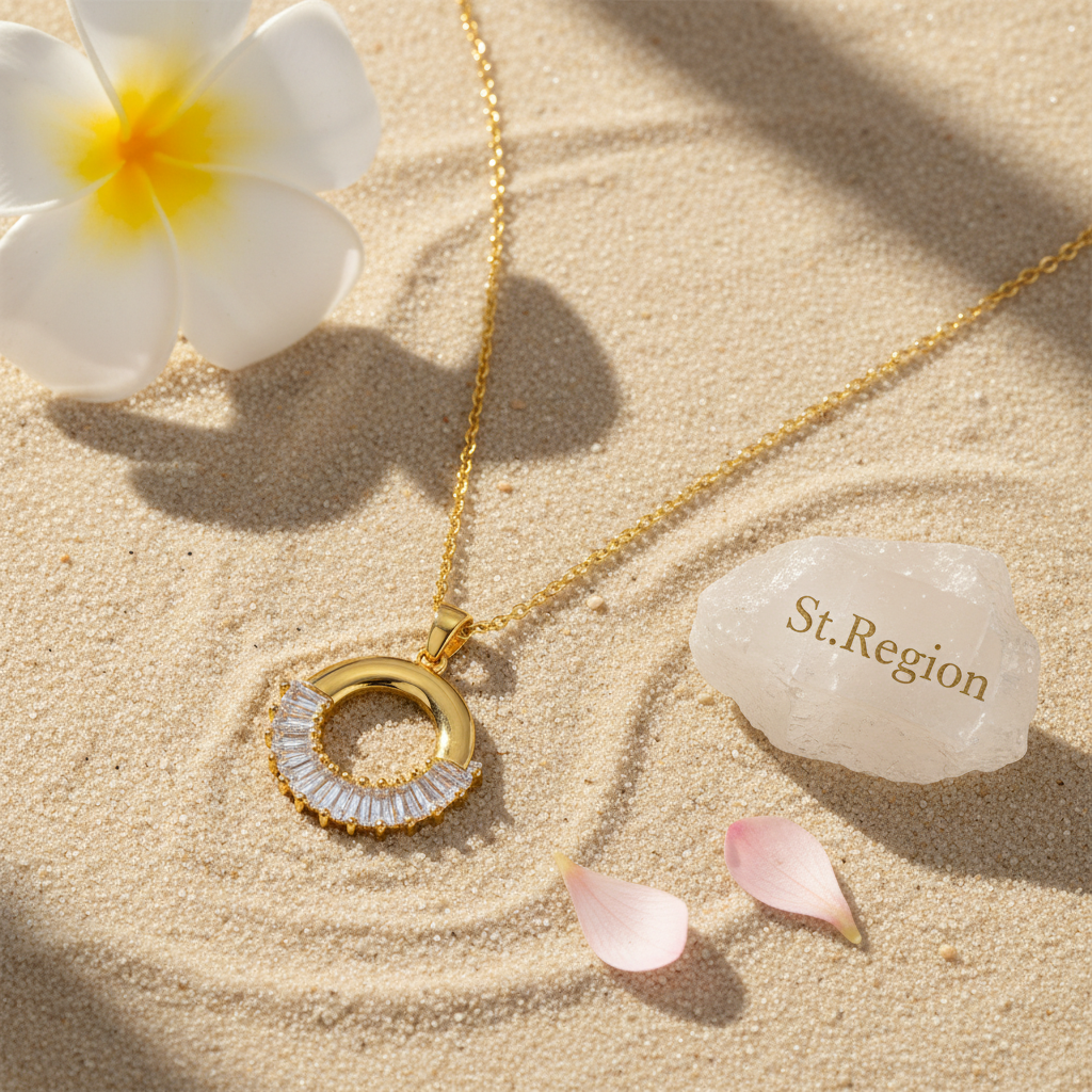 Crystal & Goldtone Circle Pendant Necklace