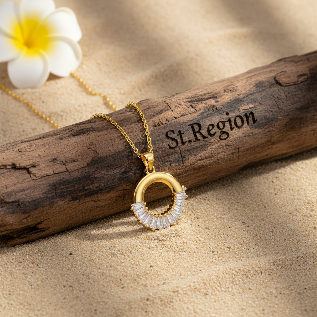 Crystal & Goldtone Circle Pendant Necklace