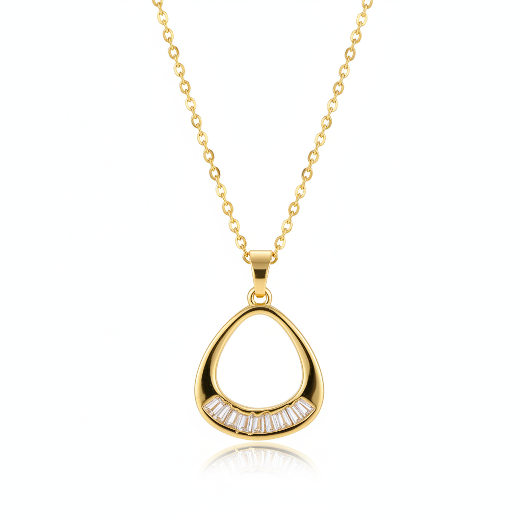Crystal & Goldtone Oval Pendant Necklace