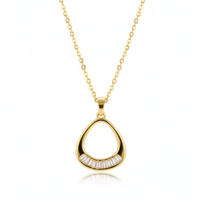 Crystal & Goldtone Oval Pendant Necklace