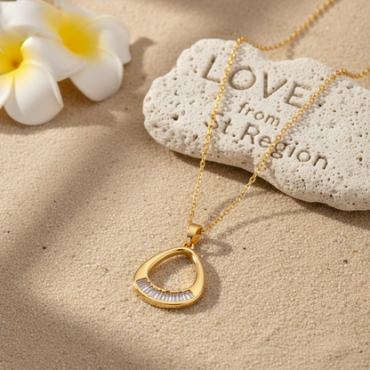 Crystal & Goldtone Oval Pendant Necklace