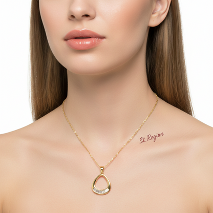 Crystal & Goldtone Oval Pendant Necklace
