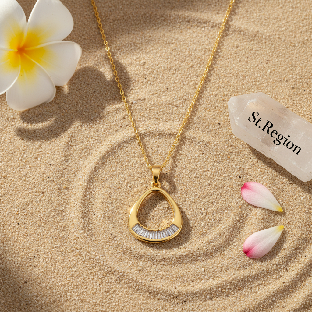 Crystal & Goldtone Oval Pendant Necklace