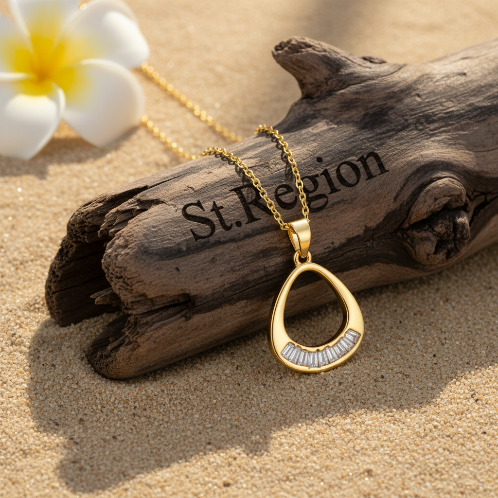 Crystal & Goldtone Oval Pendant Necklace