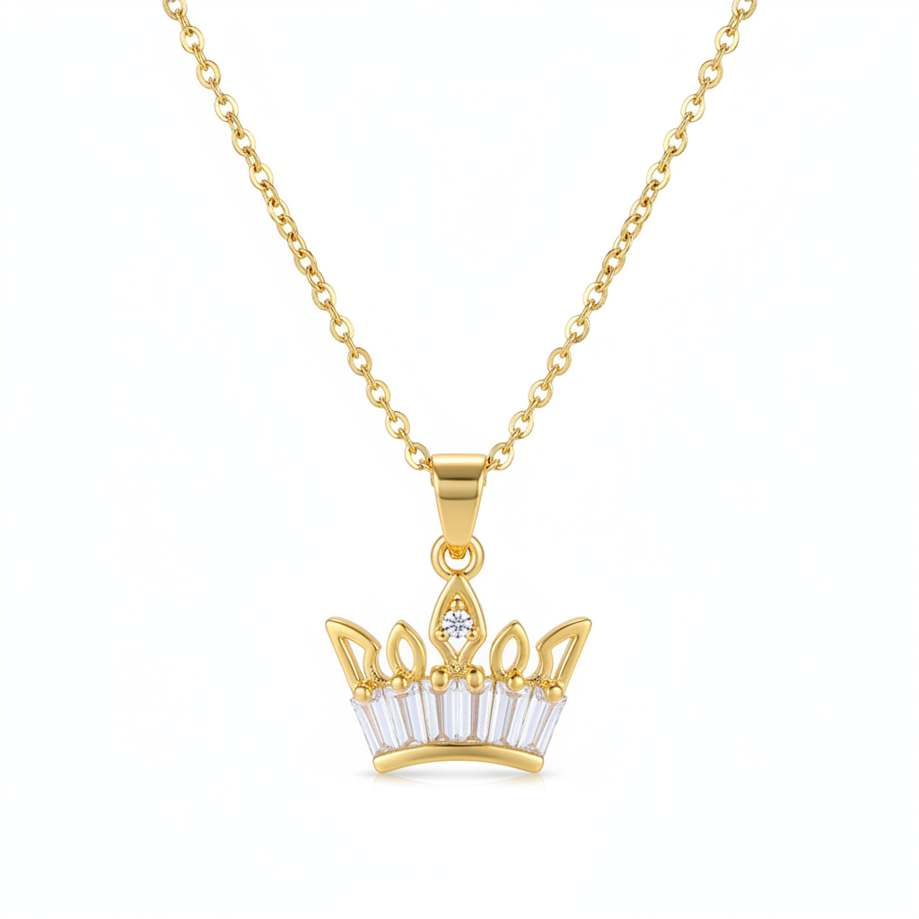 Crystal & Cubic Zirconia Crown Pendant Necklace