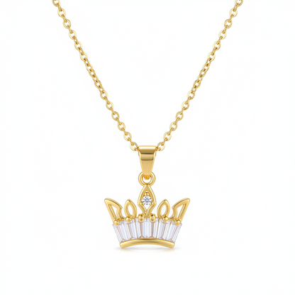 Crystal & Cubic Zirconia Crown Pendant Necklace