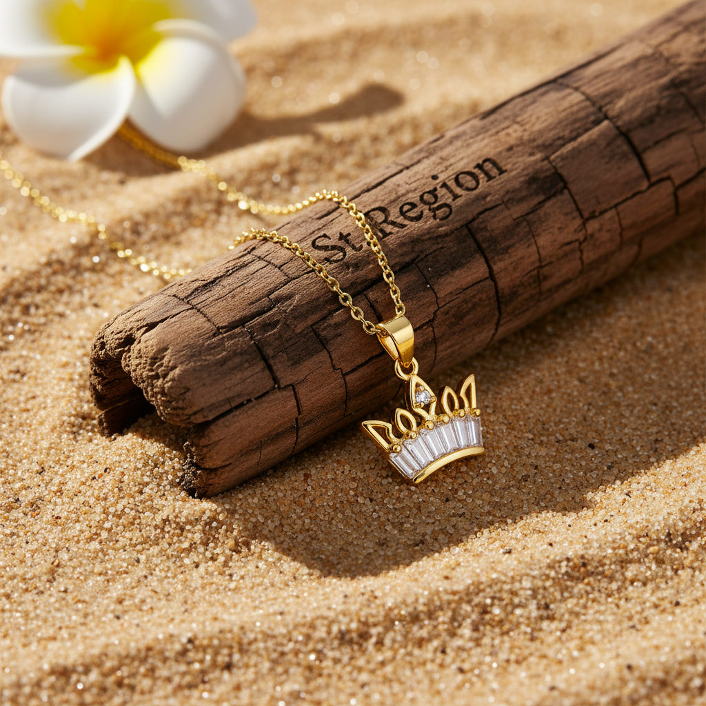 Crystal & Cubic Zirconia Crown Pendant Necklace