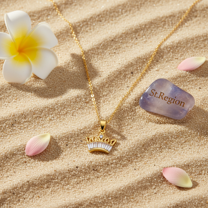 Crystal & Cubic Zirconia Crown Pendant Necklace