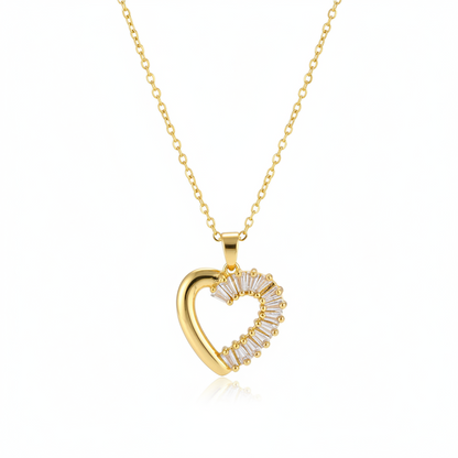 Crystal & Goldtone Heart Pendant Necklace