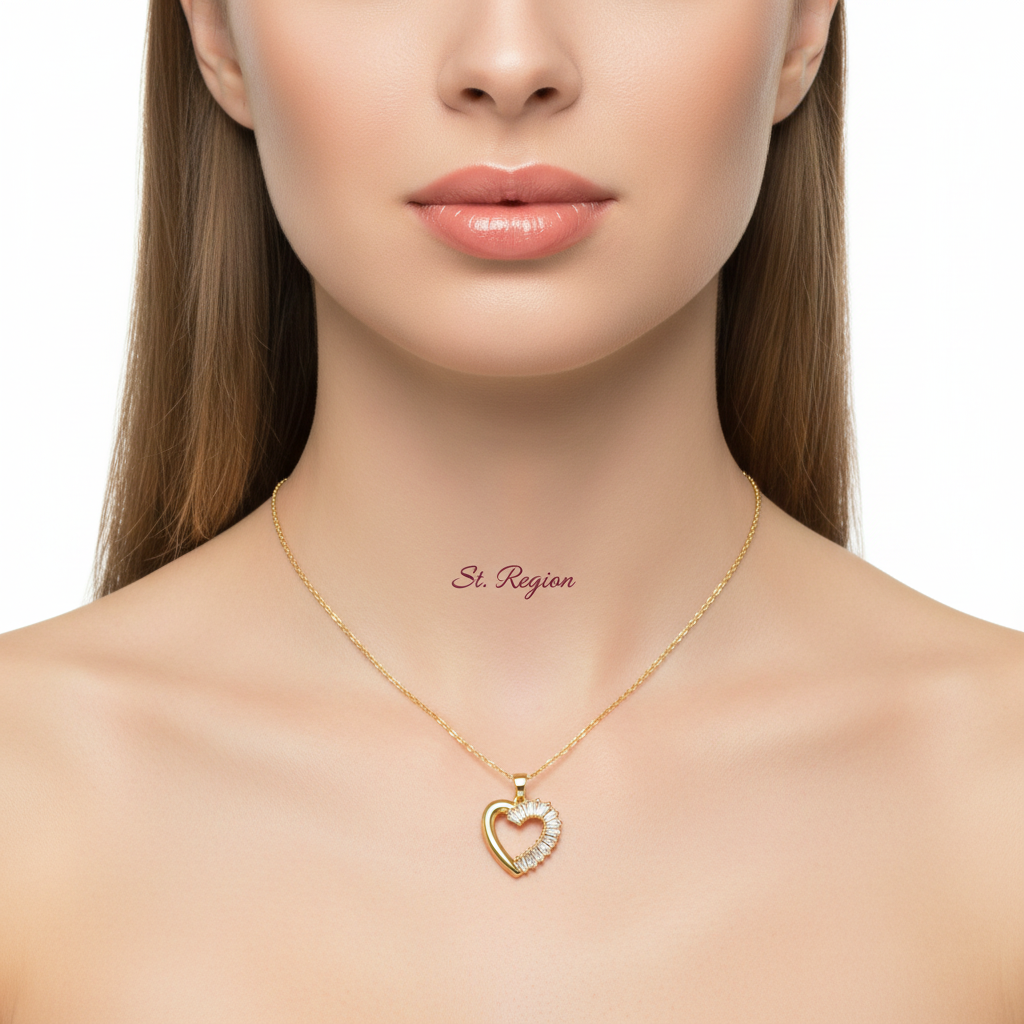 Crystal & Goldtone Heart Pendant Necklace