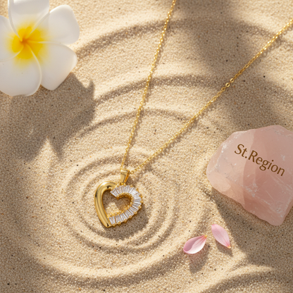 Crystal & Goldtone Heart Pendant Necklace