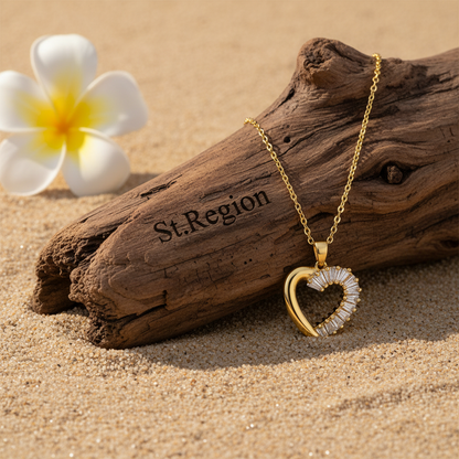 Crystal & Goldtone Heart Pendant Necklace