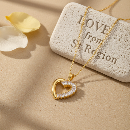 Crystal & Goldtone Heart Pendant Necklace