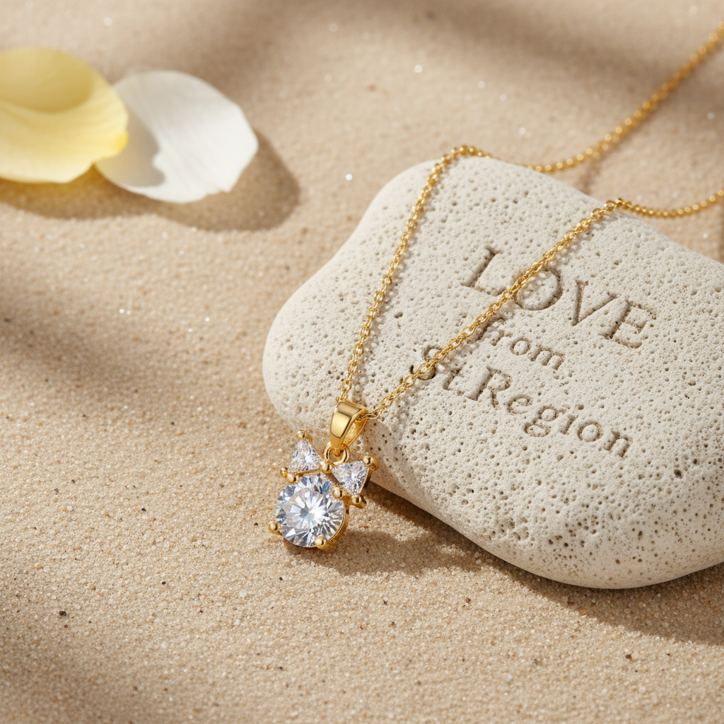 Clear Crystal & Goldtone Bow Pendant Necklace