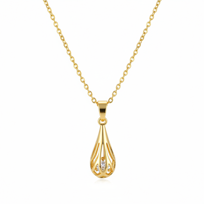 Cubic Zirconia & Goldtone Drop Pendant Necklace