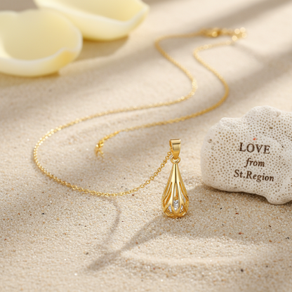 Cubic Zirconia & Goldtone Drop Pendant Necklace