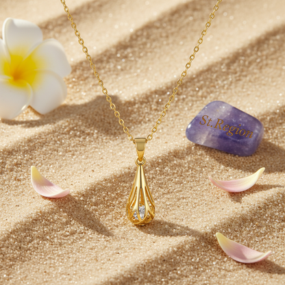 Cubic Zirconia & Goldtone Drop Pendant Necklace