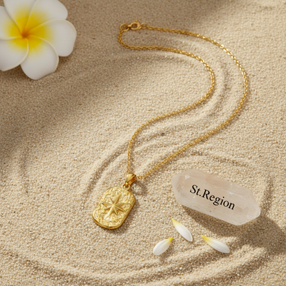 Goldtone Star Card Pendant Necklace
